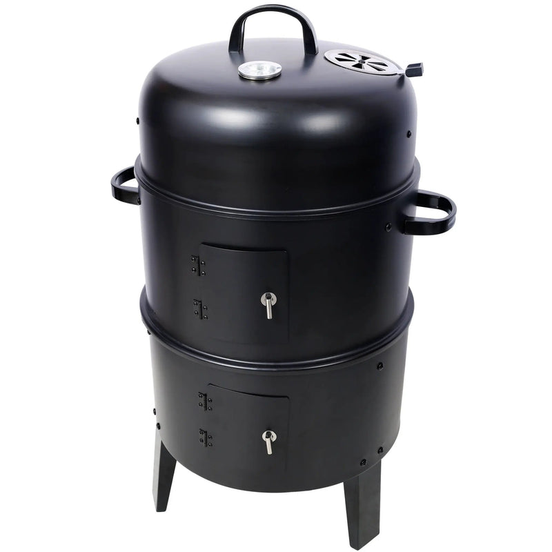 Portable Charcoal Smoker Grill For Outdoor Cooking - Black by HouseOfZazla