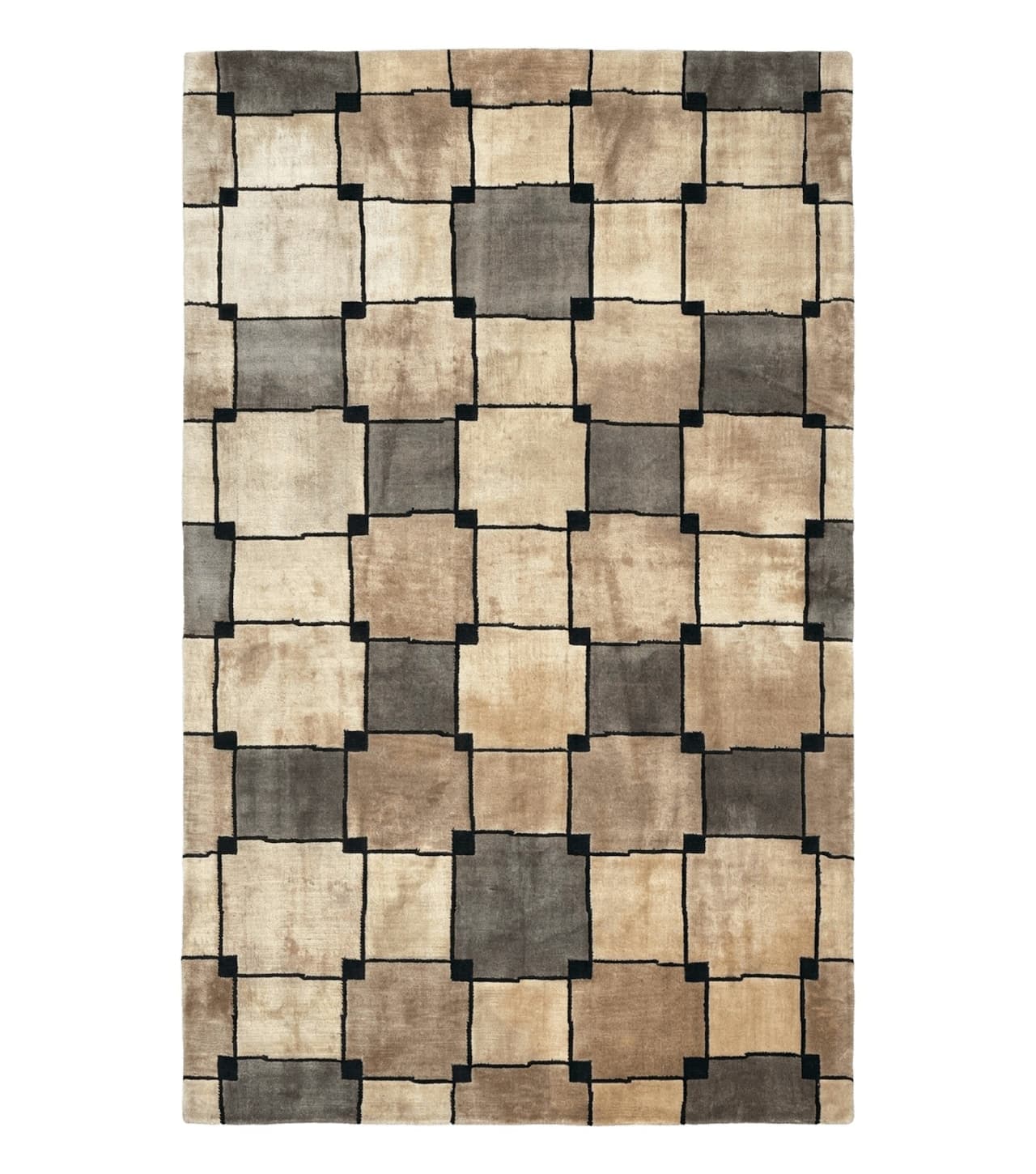 Tibetan Wool Rug 5x8, Contemporary Modern Carpet, Abstract Design, Soft Thick Pile, Pair B by Jewel Rugs
