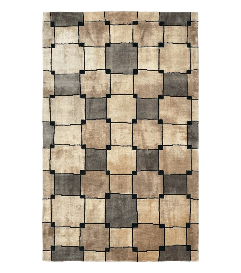 Tibetan Wool Rug 5x8, Contemporary Modern Carpet, Abstract Design, Soft Thick Pile, Pair B by Jewel Rugs