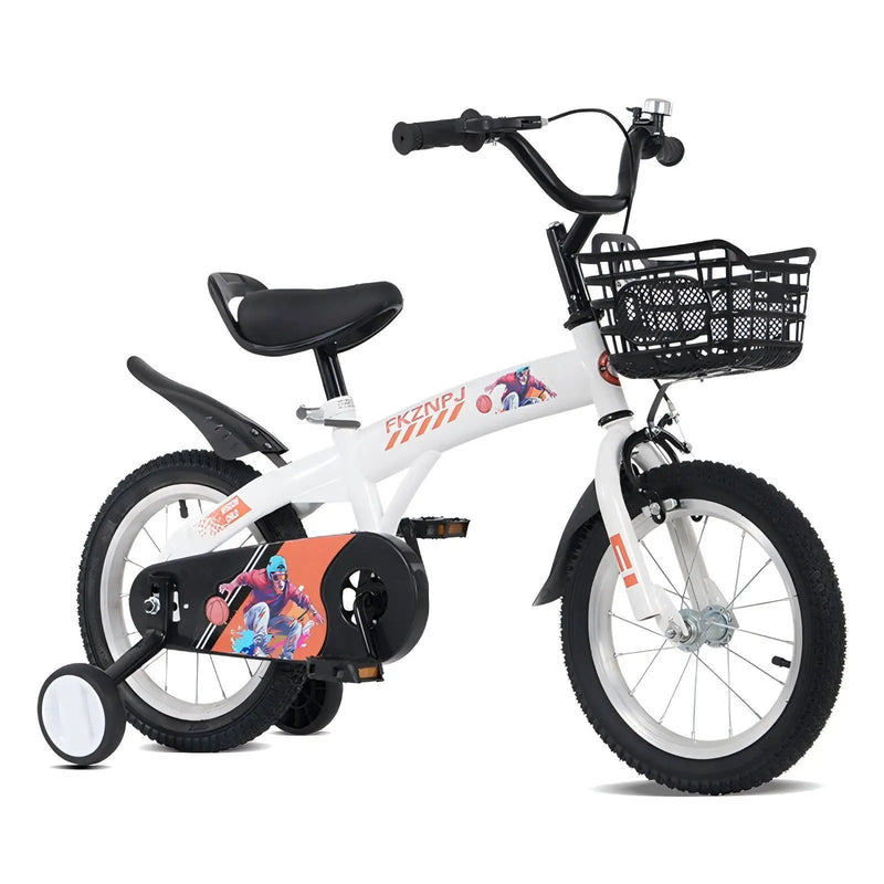 Fkznpj - 18" Sporty Kids Bike With Training Wheels And Stand Adjustable Saddle Suitable For Boys And Girls Aged 5 - 10 Years Tall Height 39 - 49" Available In A Variety Of Colors by HouseOfZazla