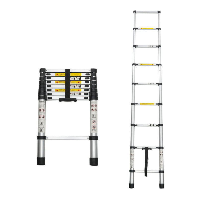 Telescopic Extension Ladder Folding Portable Multi Purpose For Indoor Outdoor Work - Black by HouseOfZazla