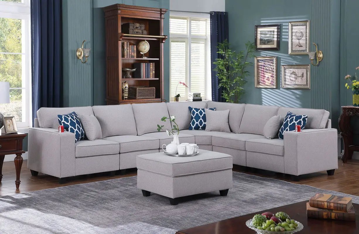 Cooper - Comfort Sectional Sofa With Ottomans And Cupholder by HouseOfZazla