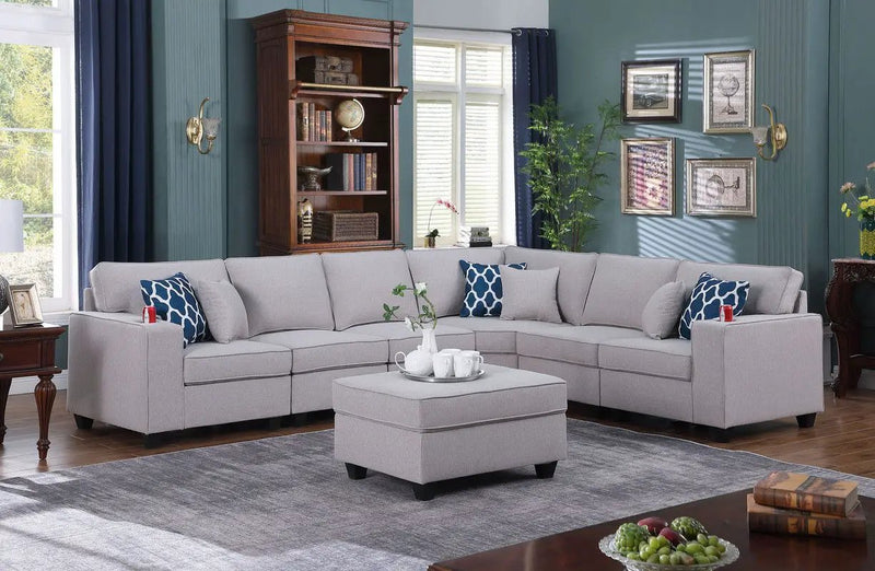 Cooper - Comfort Sectional Sofa With Ottomans And Cupholder by HouseOfZazla