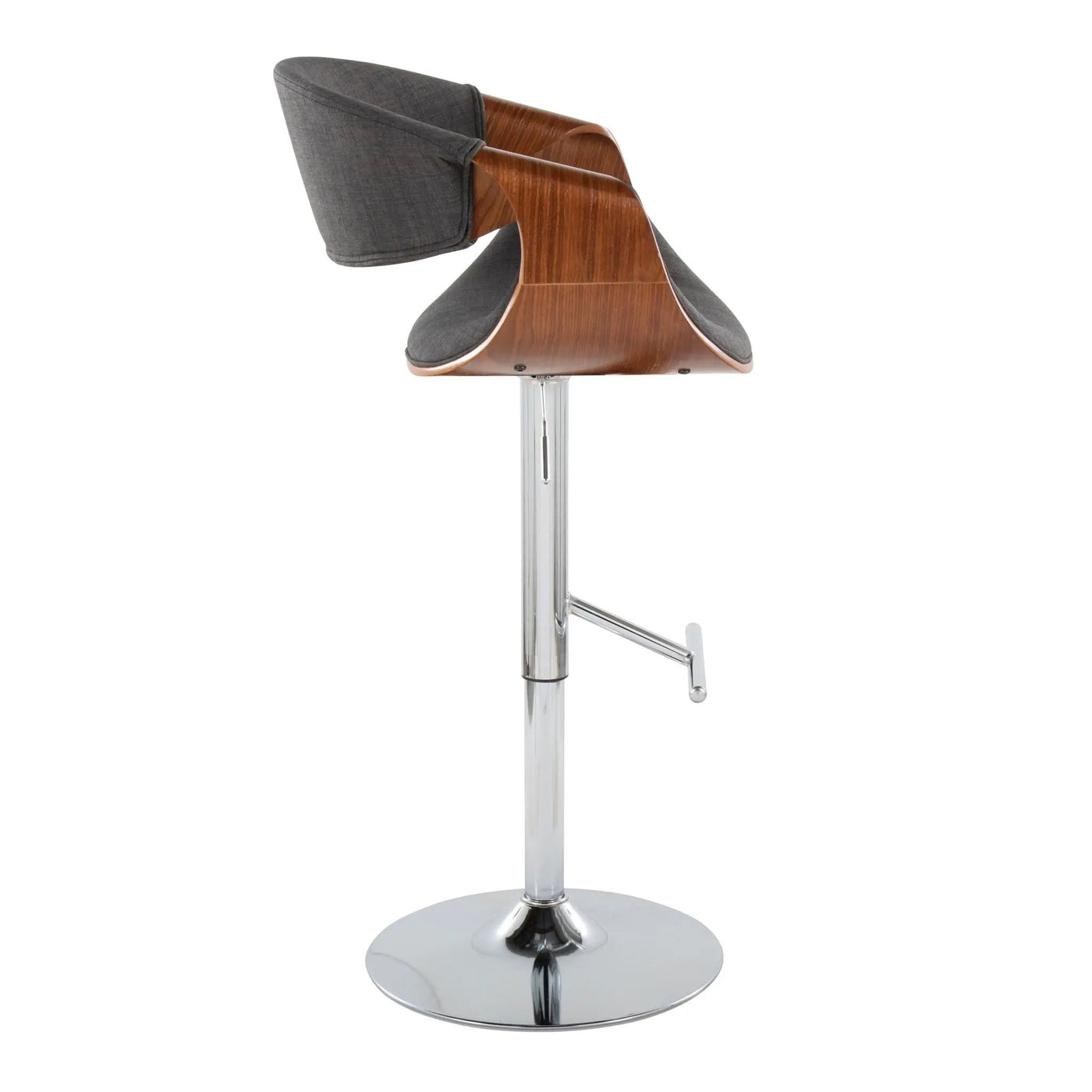 Curvo - Mid Century Modern Adjustable Barstool With Swivel With Straight T Footrest by Unique Piece Furniture