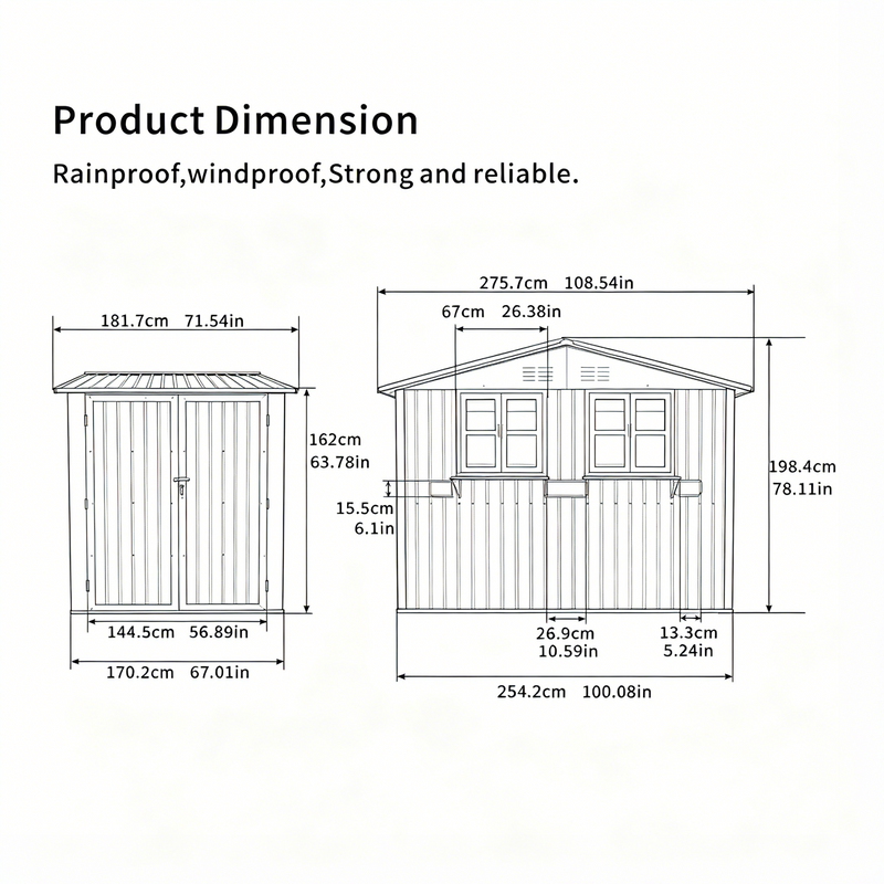 6x9 FT Outdoor Metal Storage Shed with Window & Flower Rack by HouseOfZazla