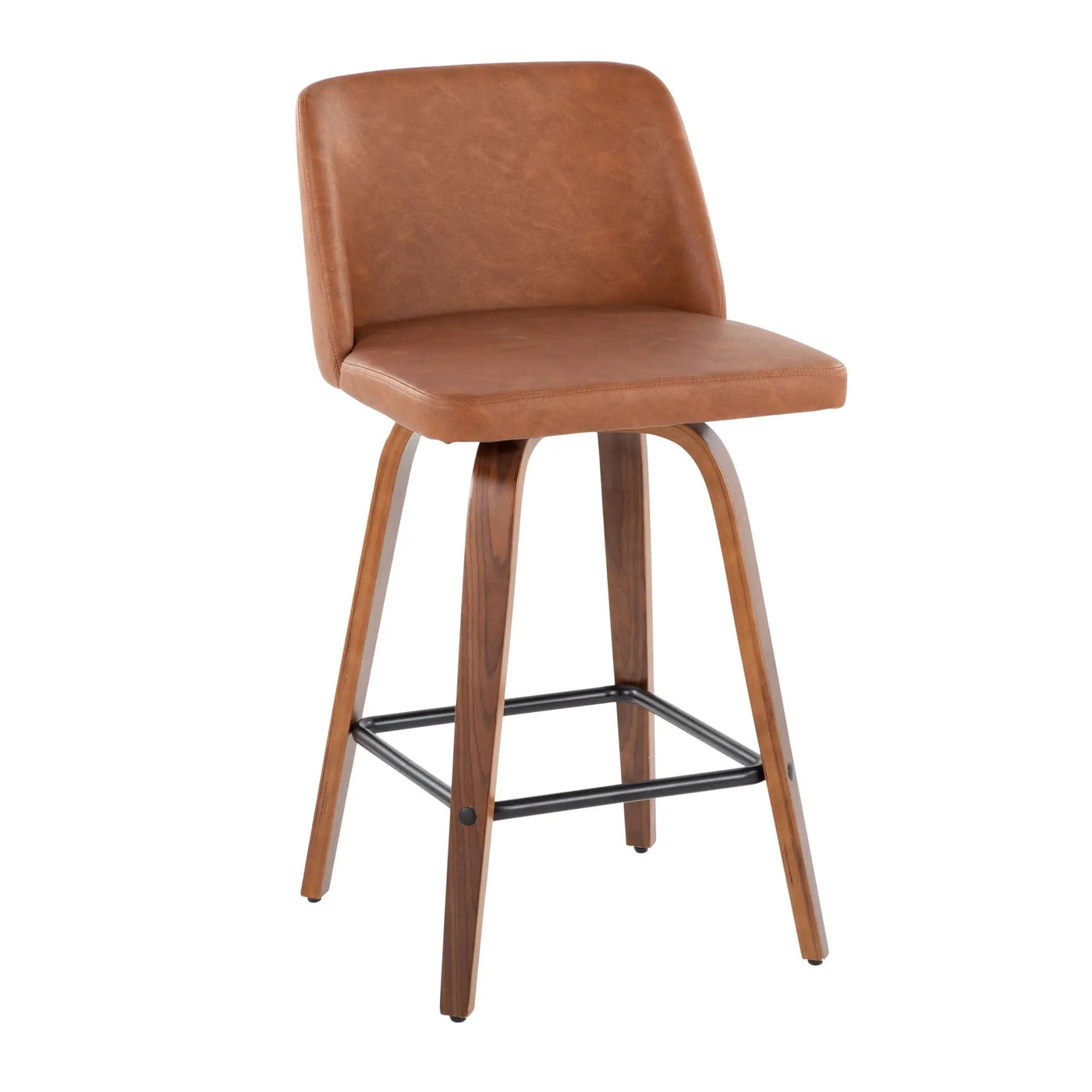 Toriano - Mid Century Modern Fixed Height Counter Stool & Square Footrest (Set of 2) by HouseOfZazla
