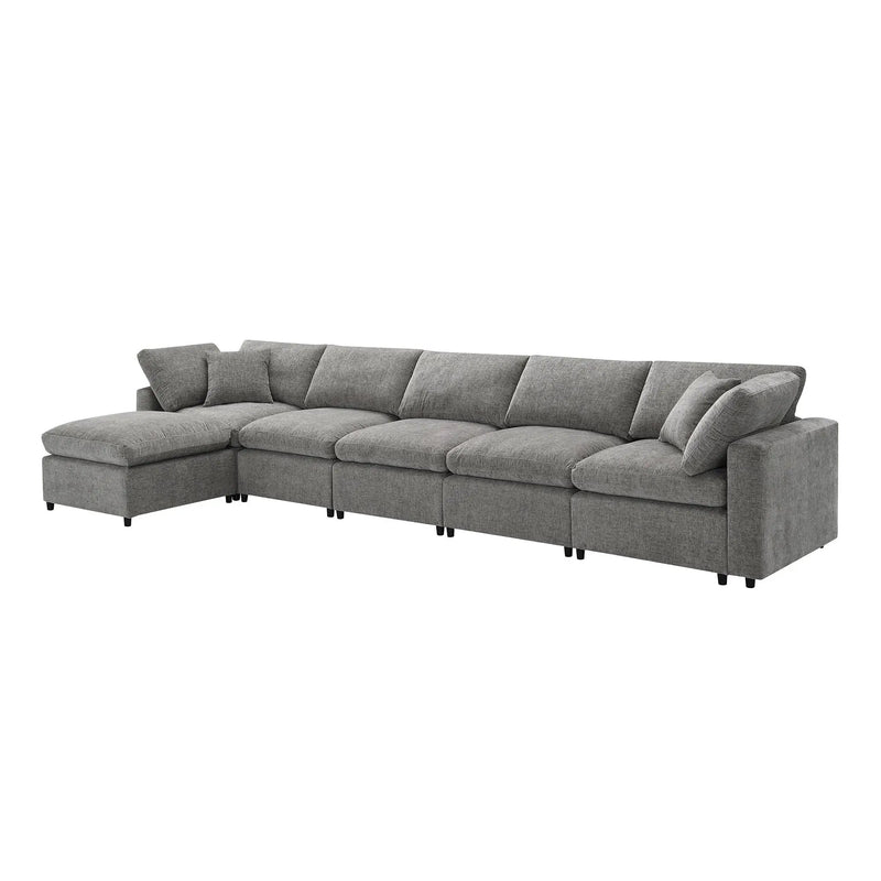 Modern Modular Cloud Sofa Bed, 6 Seat Sectional Couch Set With Ottoman, Free Combination, Convertible U Shaped Sleeper Sofa For Living Room by HouseOfZazla