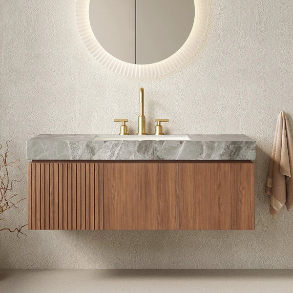 MURI 48" Bathroom Vanity & Sink, Floating Plywood Storage Cabinet