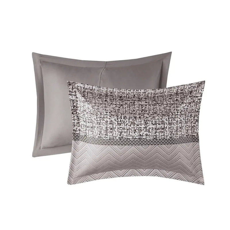 7 Piece Jacquard Comforter Set Grey Taupe King by HouseOfZazla