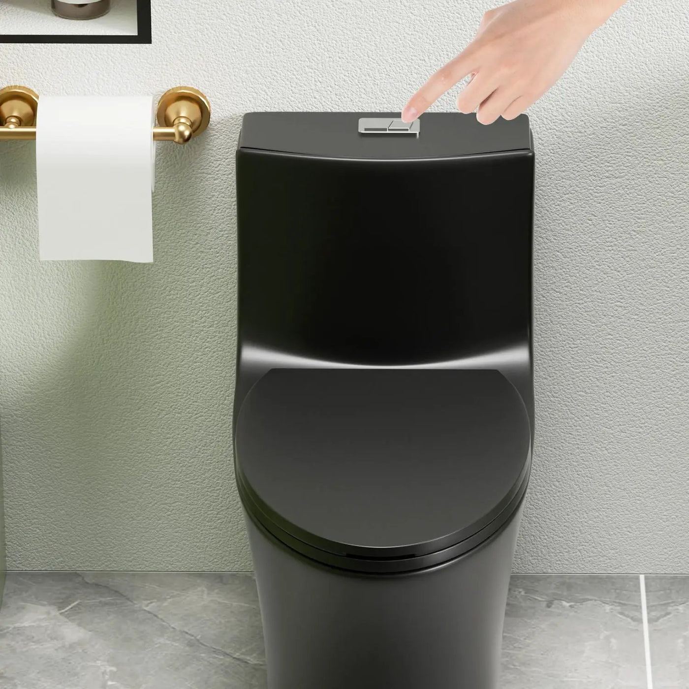 1 Piece Toilet With Dual Flush And Soft Closing Seat by HouseOfZazla