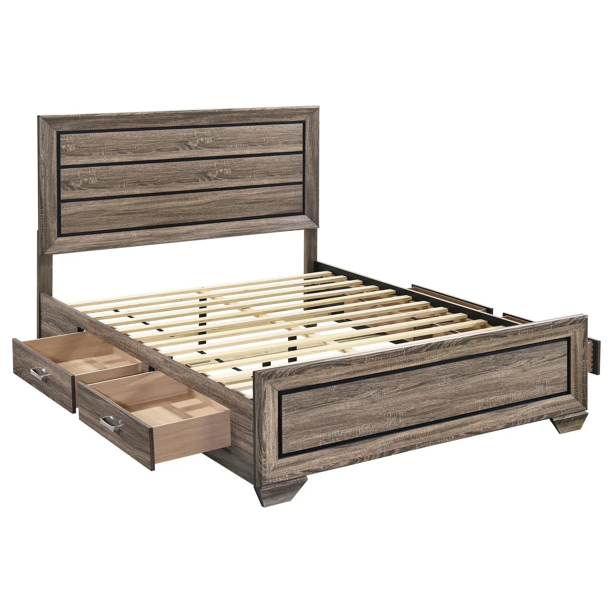 Kauffman Wood Queen Storage Panel Bed Washed Taupe by Unique Piece Furniture