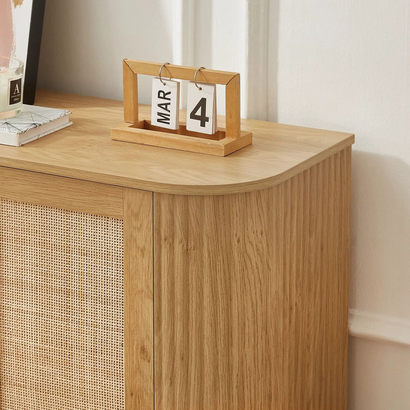 Contemporary Wave Shaped TV Stand With Rattan Doors by Unique Piece Furniture