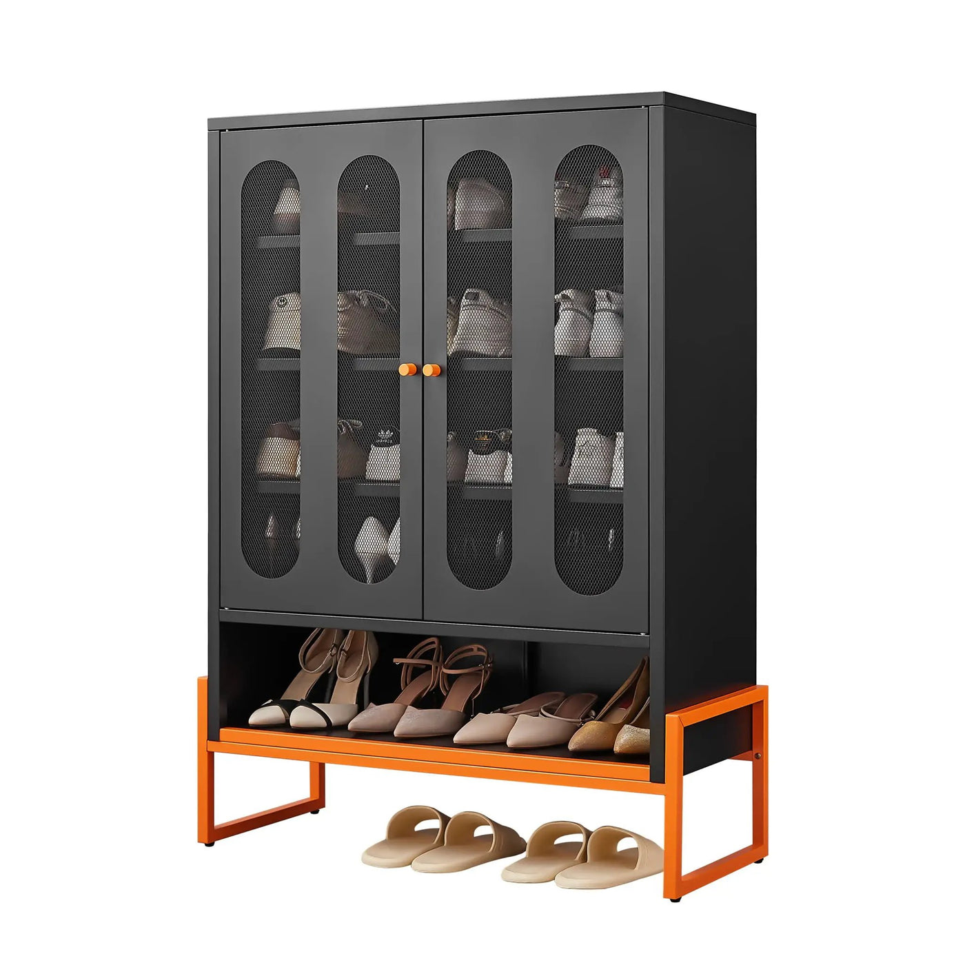 Modern Metal Shoe Cabinet With DoublebSided Doors And Adjustable Partitions by Unique Piece Furniture