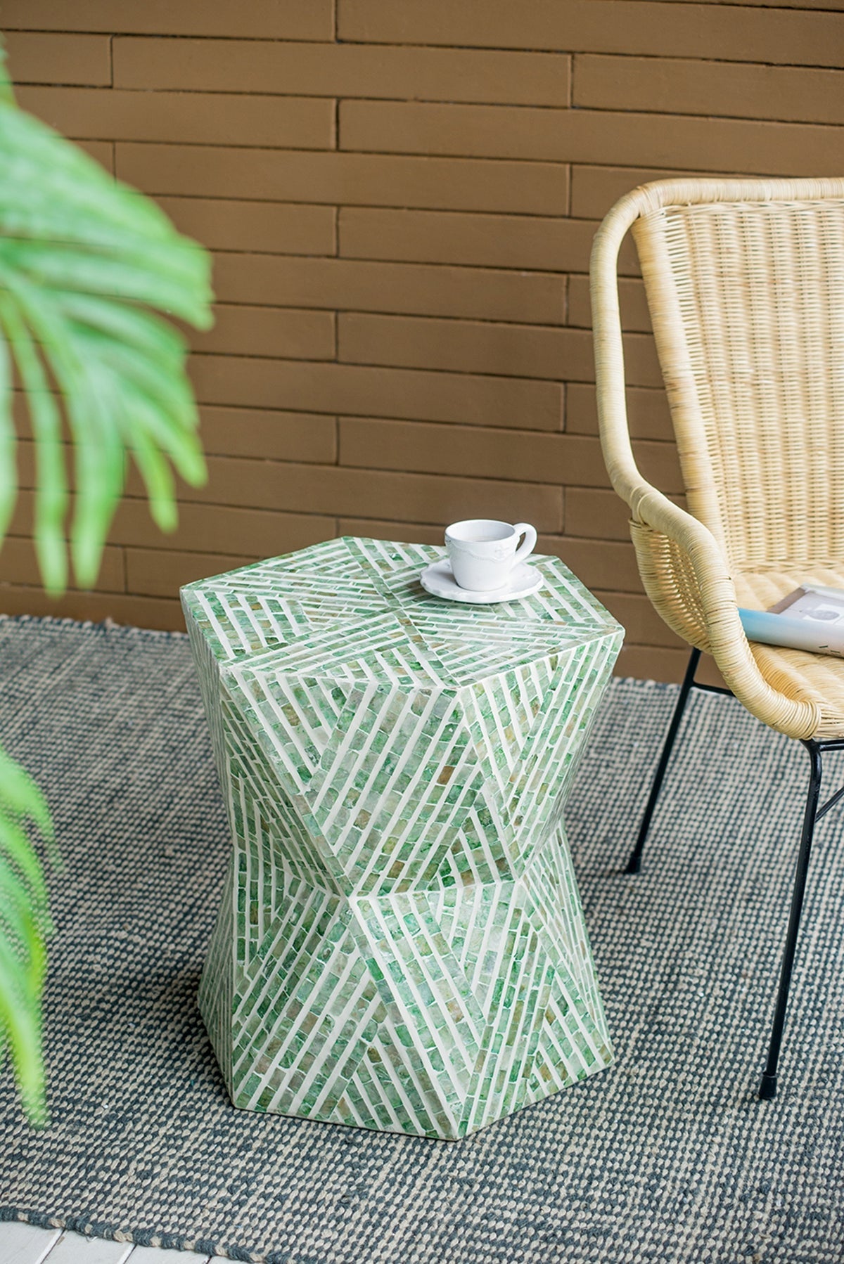 19x19x20" Tapered Green Pedestal Stool by HouseOfZazla