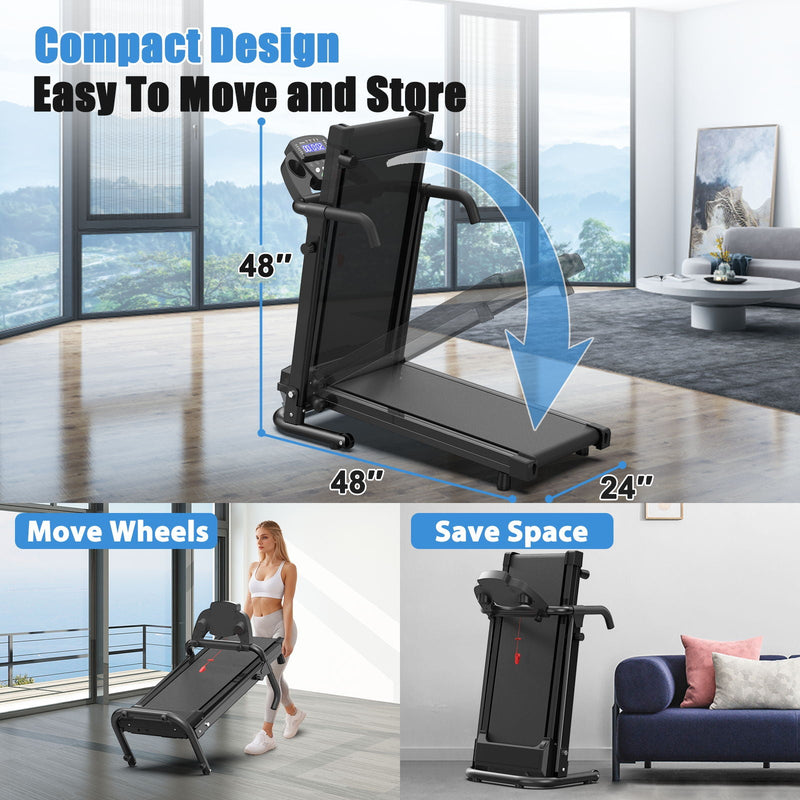 2.5Hp Portable Treadmill With Handles, App Control & LED Display - Black by HouseOfZazla