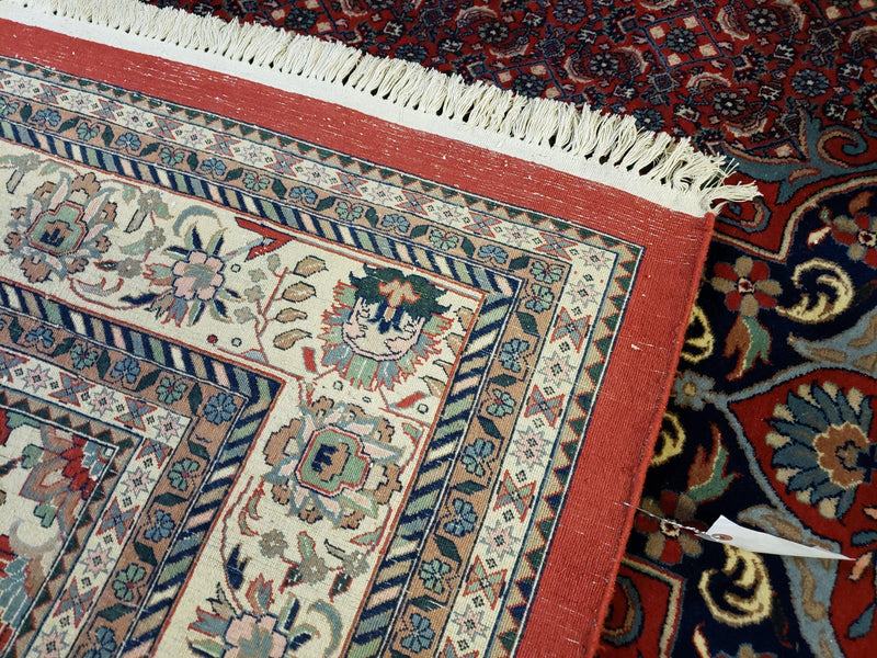 Indian Rug 9x12 Red Indo Bidjar Rug 9x12 Vintage Rug Allover Pattern Medallion Rug Wool Rug Nice Persian Design by Jewel Rugs