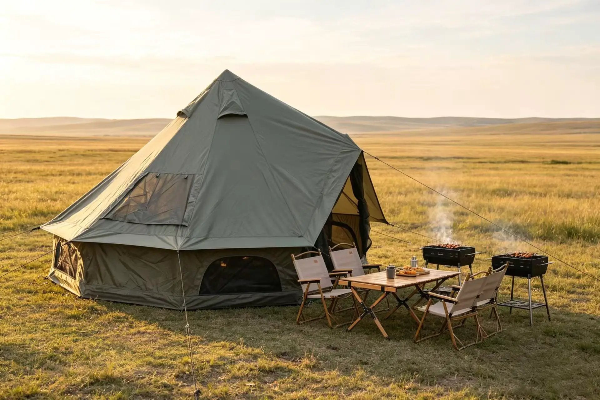 Oxford Bell Tent for Family Camping - Spacious 13.1ft Yurt with Stove Jack by HouseOfZazla