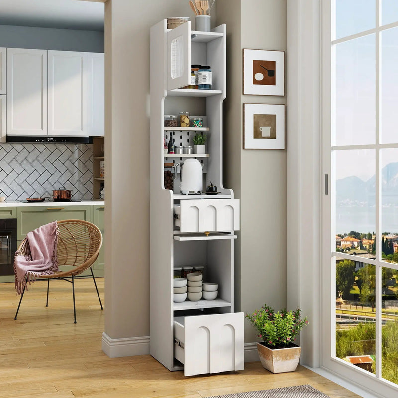 70.87" H Tall Bathroom Storage Cabinet with 1 Door and 2 Drawers by HouseOfZazla