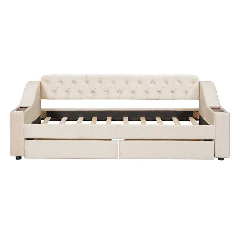 Upholstered Daybed With Storage Armrests And USB Port by Unique Piece Furniture