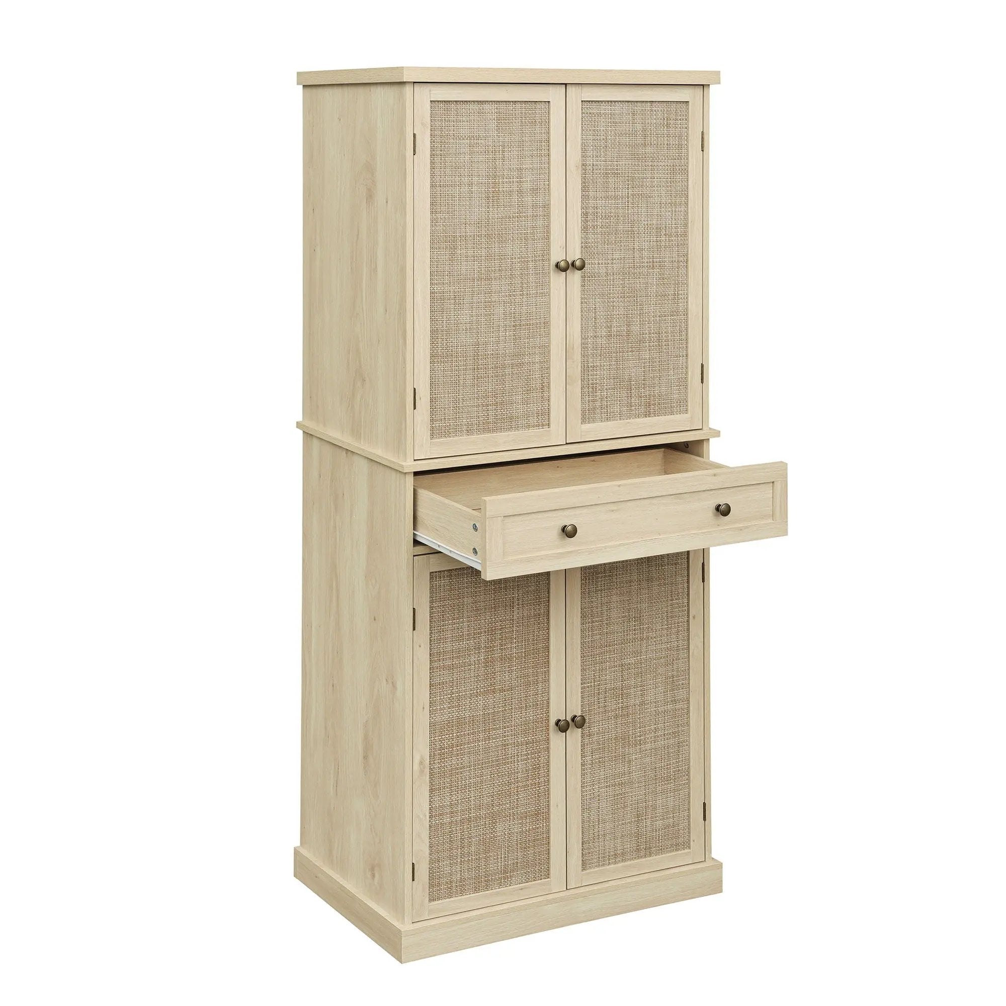 4 Door Storage Cabinet With 1 Drawer And 4 Adjustable Inner Shelves - Natural by HouseOfZazla