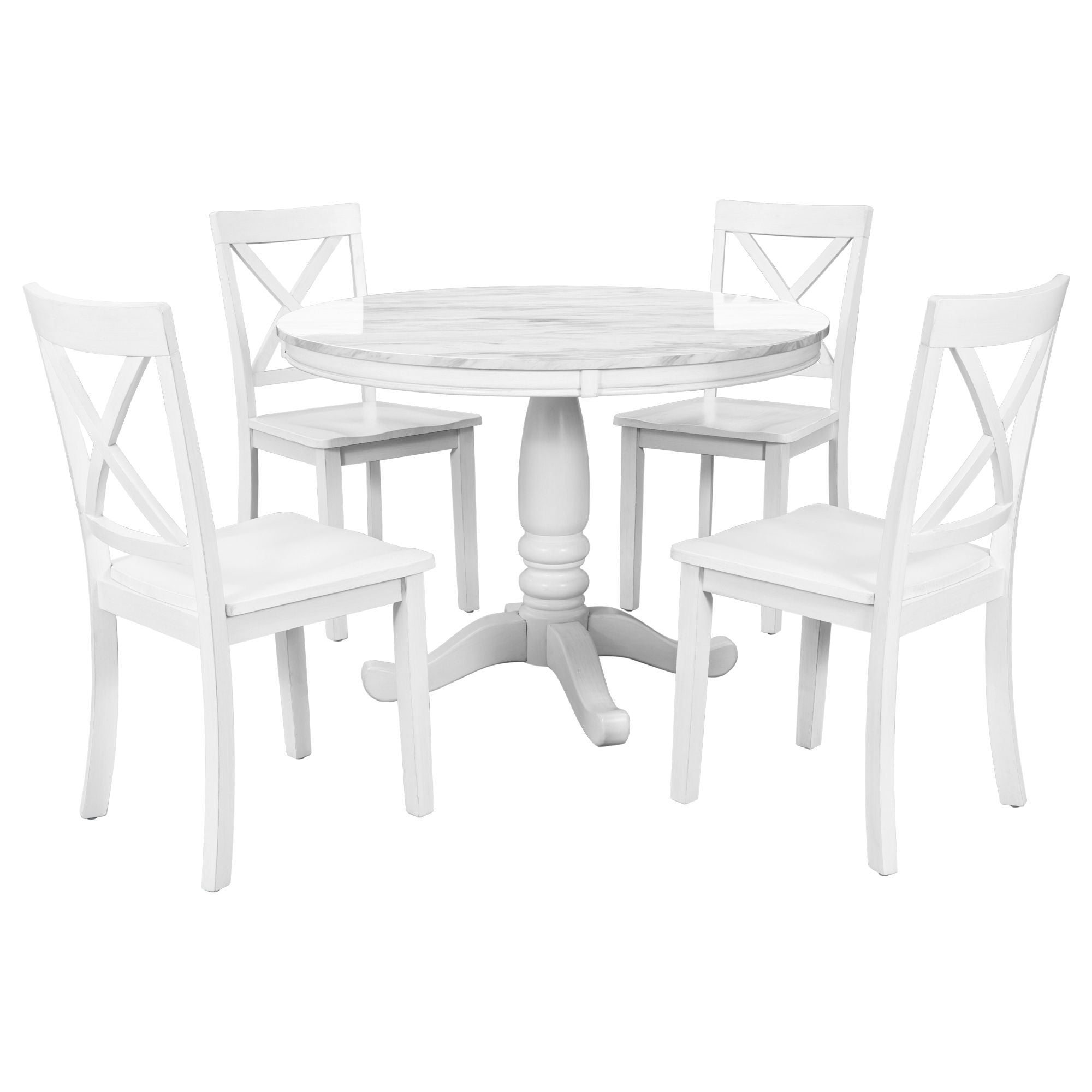 5 Pieces Dining Table And Chairs Set For 4 Persons, Kitchen Room Solid Wood Table With 4 Chairs by HouseOfZazla