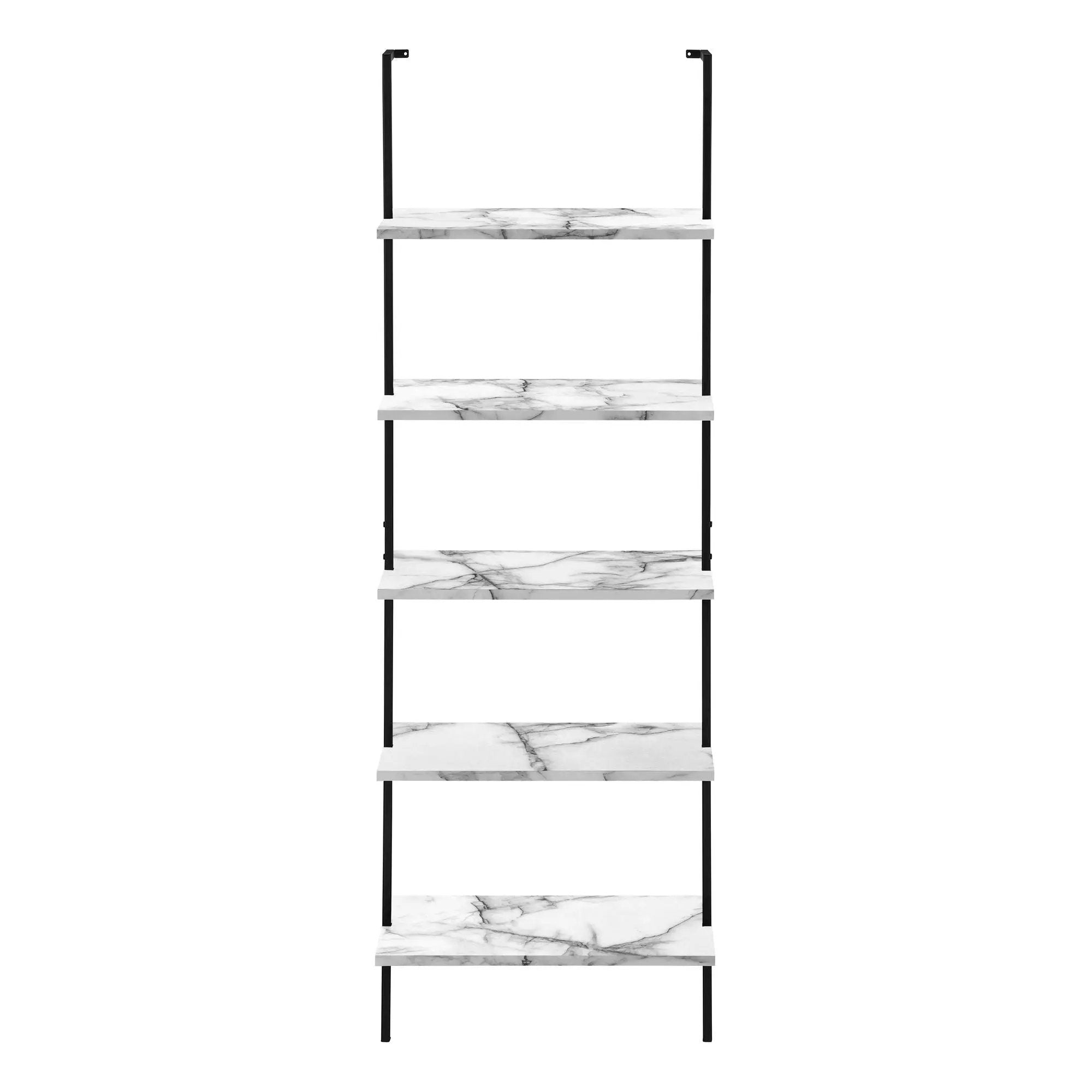 Bookshelf, Bookcase, Etagere, Ladder, 5 Tier, For Office, Marble Look Contemporary & Modern by Unique Piece Furniture