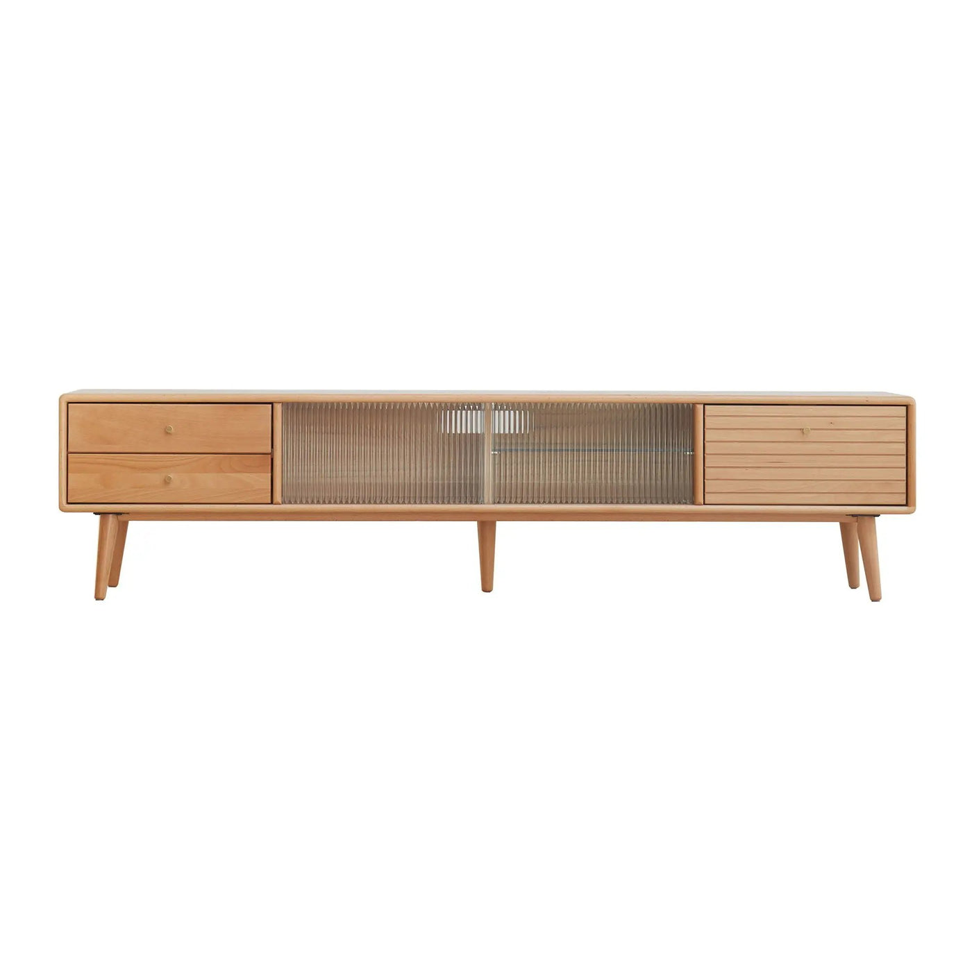 TV Cabinet With Chinese Changhong Glass Doors, Two Drawer Storage Space TV Standing by Unique Piece Furniture
