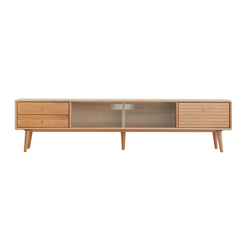 TV Cabinet With Chinese Changhong Glass Doors, Two Drawer Storage Space TV Standing by Unique Piece Furniture