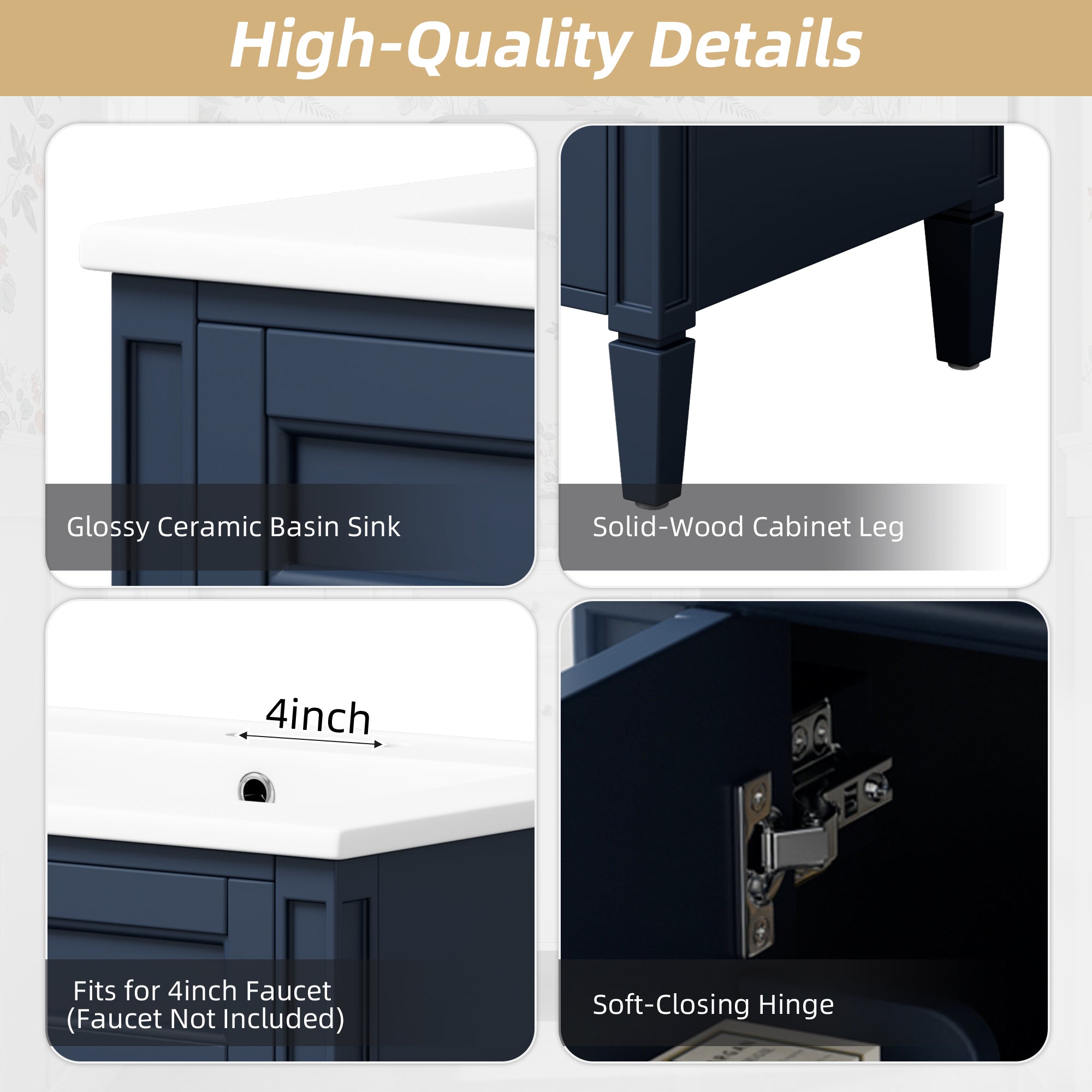 24" Bathroom Vanity with 2 Doors and Tip-Out Drawer by HouseOfZazla