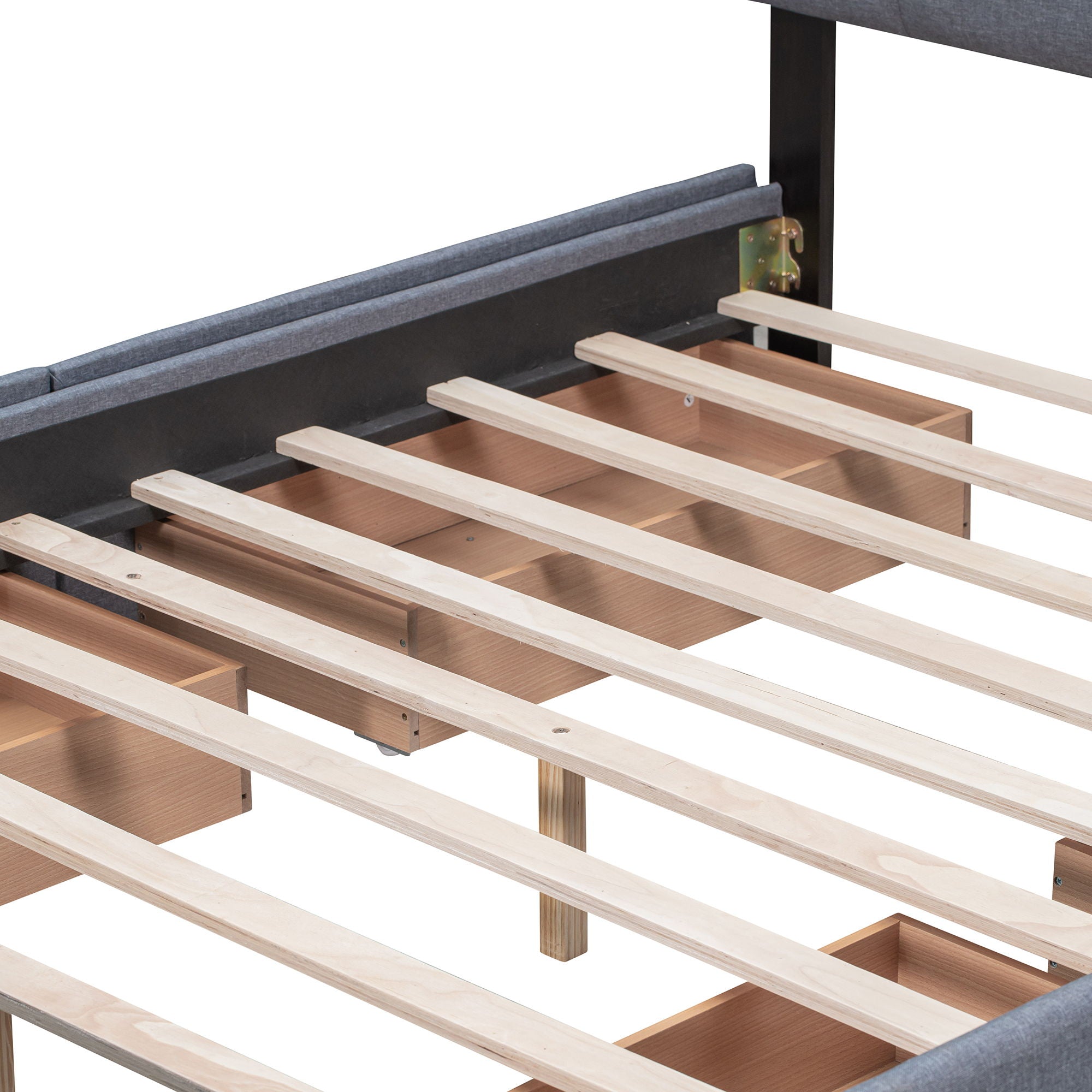 Upholstered Platform Bed With Classic Headboard And Drawers, No Box Spring Needed by HouseOfZazla