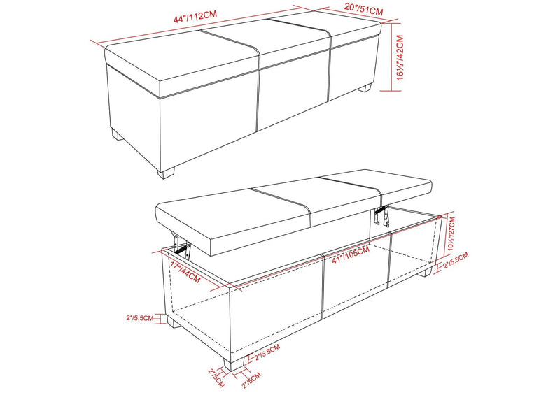 Avalon - Lift Top Rectangular Storage Ottoman - Tanners Brown by Unique Piece Furniture