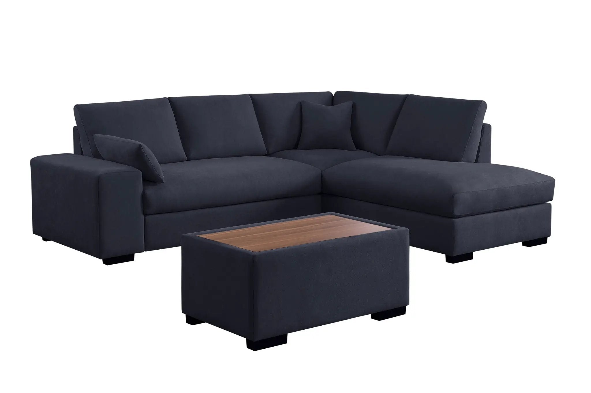 Joshua - 100" Sectional Sofa with Right Facing Chaise and Console Ottoman by Unique Piece Furniture