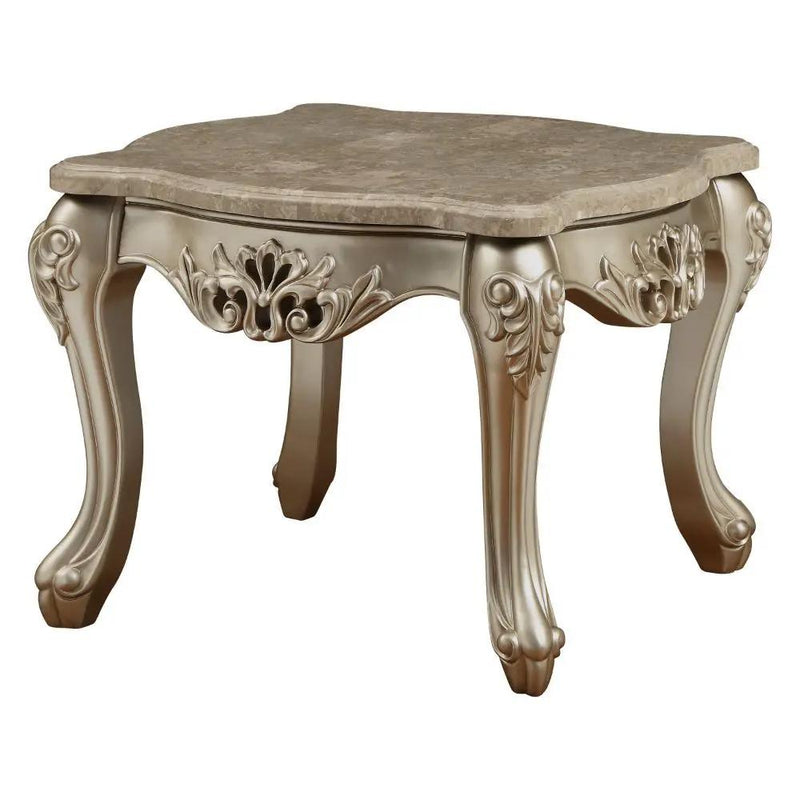 Ranita - End Table - Marble Top & Champagne by Unique Piece Furniture