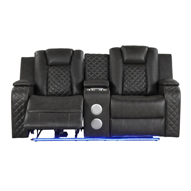 Benz - Power Reclining Loveseat With LED Lighting And Built In USB by HouseOfZazla