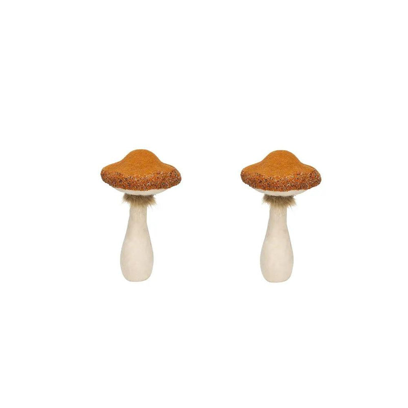 Mushroom Holiday Ornament, For Harvest Festival Fall Festival & Thanksgiving Table Decorations (Set of 2) - Beige / Orange by HouseOfZazla