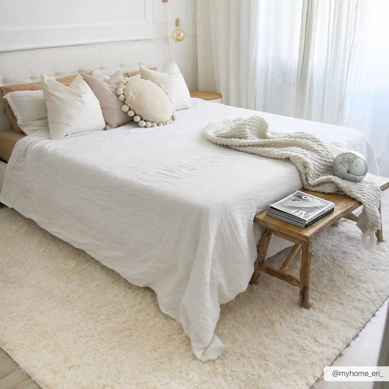 Faina Solid Cream Shag Washable Area Rug - Clearance by Boutique Rugs