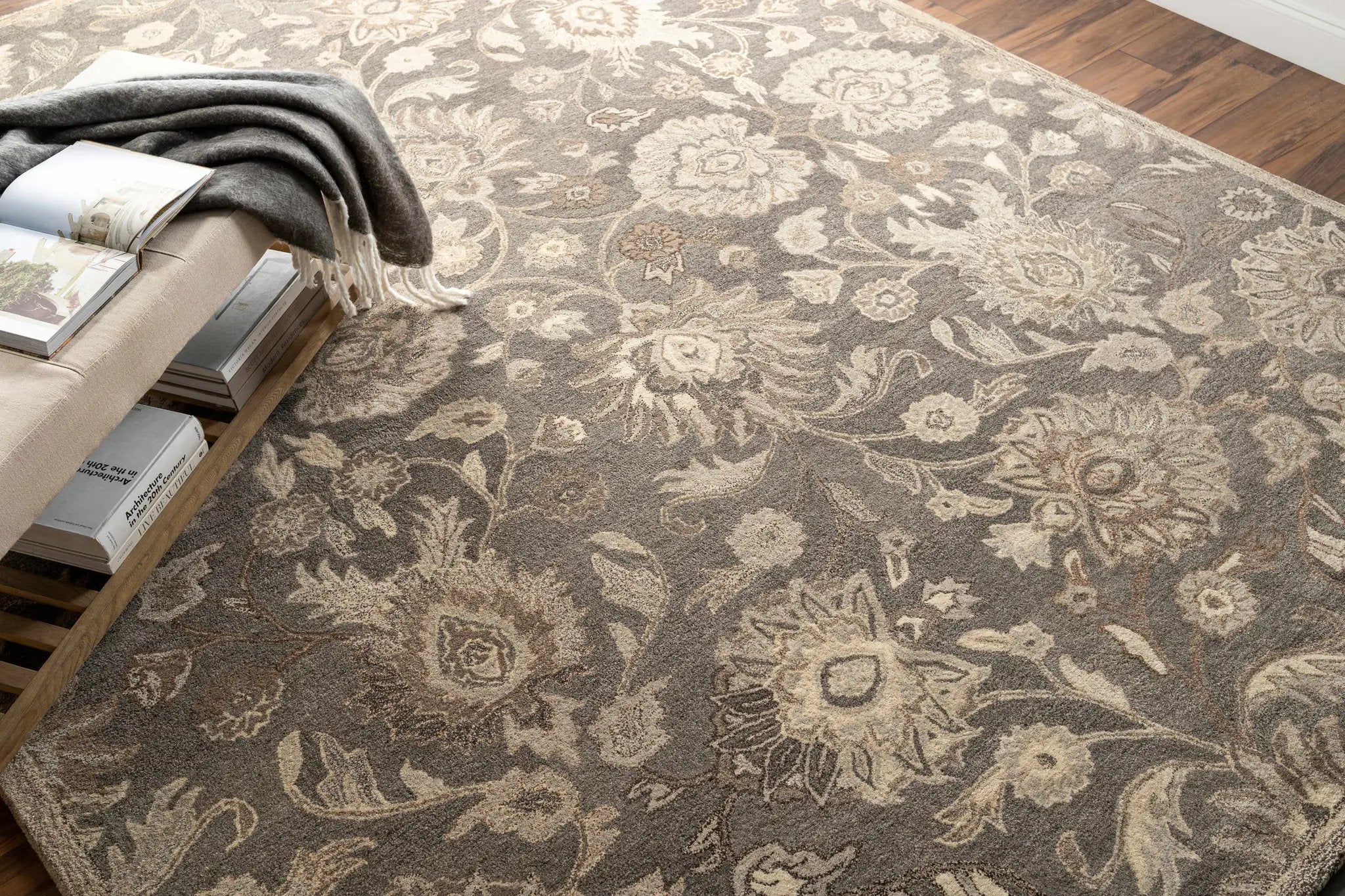 Conesus 1195 Hand Tufted Ivory & Taupe Wool Rug by Boutique Rugs