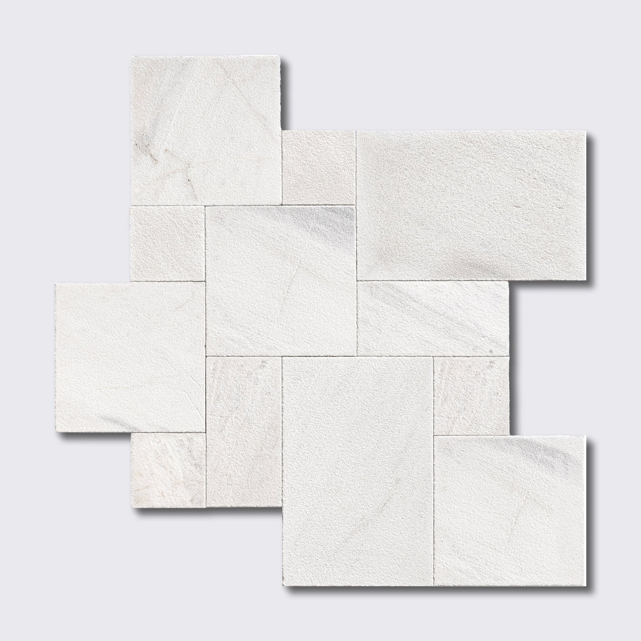 Fantasy White Textura Seal Marble Pavers Versailles Pattern Marble Textura Seal Versailles Pattern Pavers
