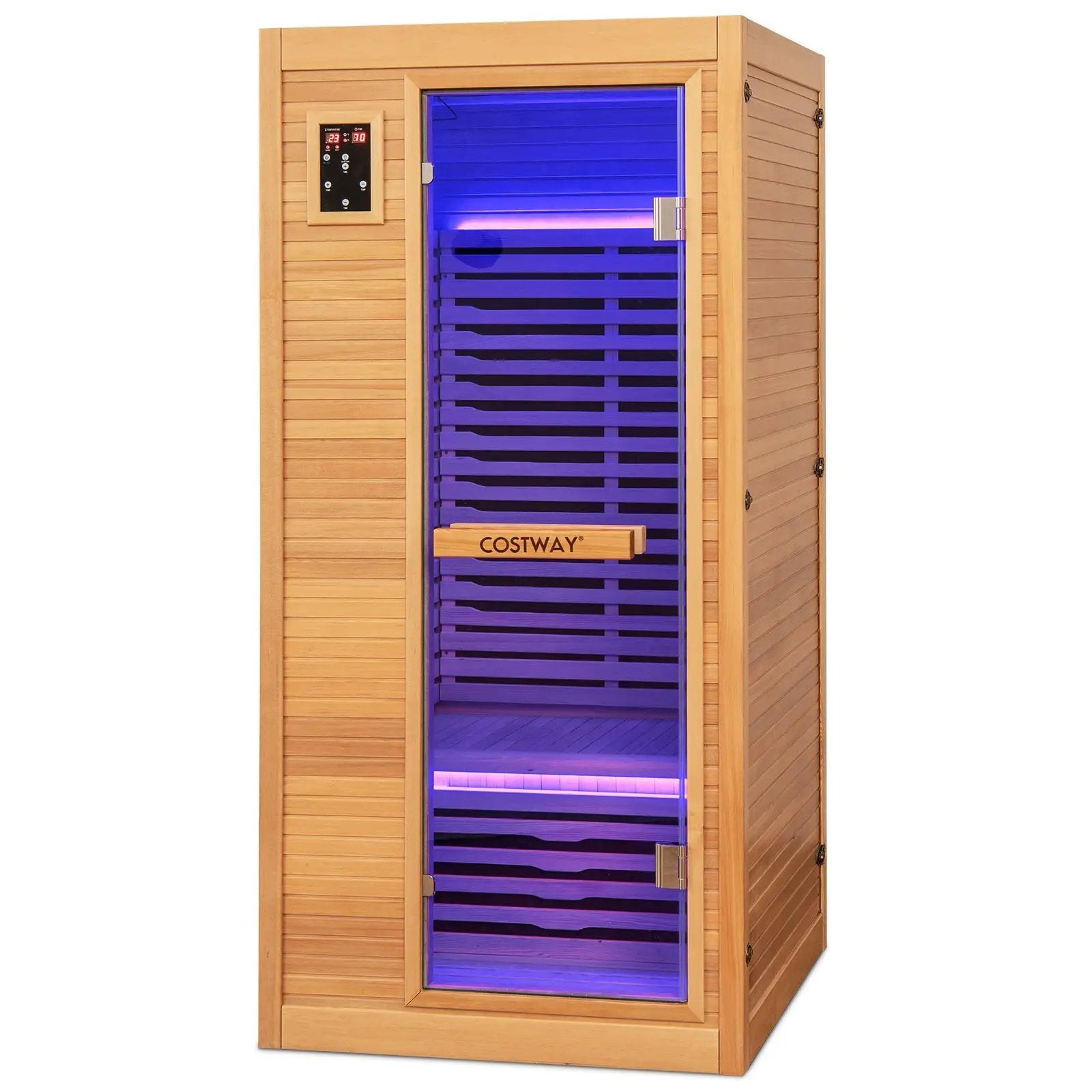 Far Infrared Wooden Sauna Room with Bluetooth Speakers and Oxygen Ionizer for 1-2 person by DirectDeals