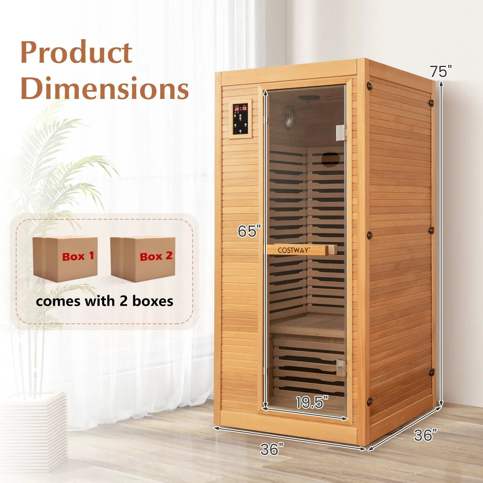 Far Infrared Wooden Sauna Room with Bluetooth Speakers and Oxygen Ionizer for 1-2 person by DirectDeals