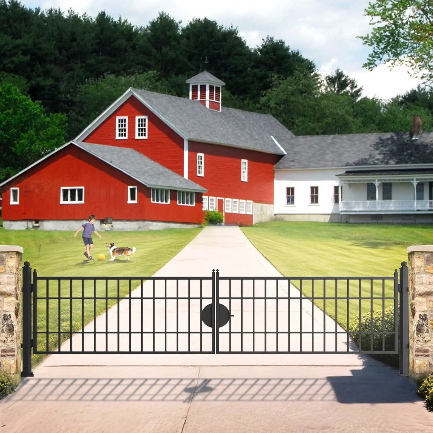 10'x4"x4" Gate Post with Brackets for Dual Swing Driveway Gates, Set of 2 by Chery Industrial