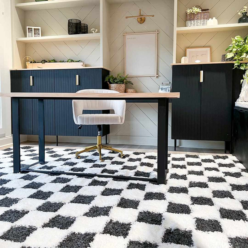 Atira Black & White Checkered Area Rug by Hauteloom