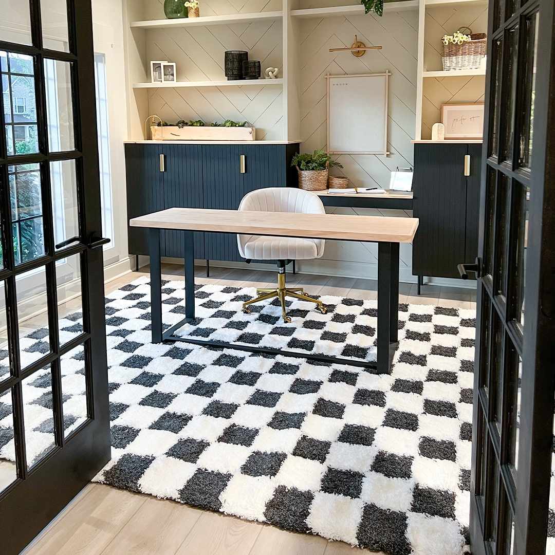 Atira Black & White Checkered Area Rug by Hauteloom