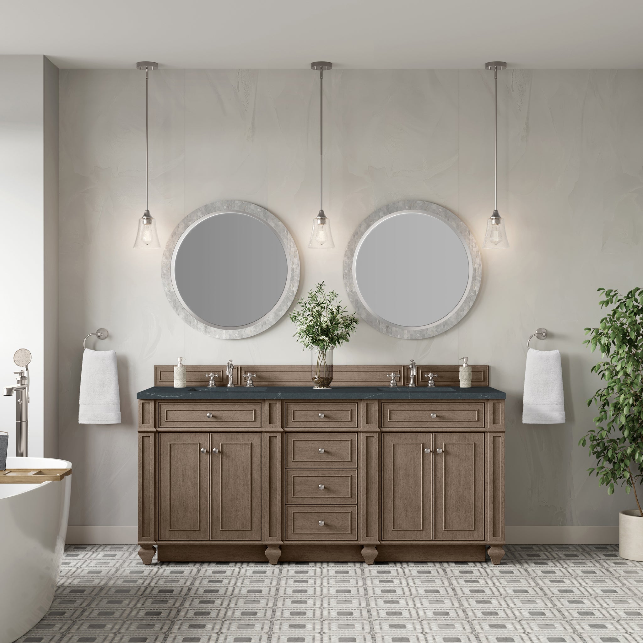 James Martin Bristol 72" Double Bathroom Vanity, Whitewashed Walnut, view 30