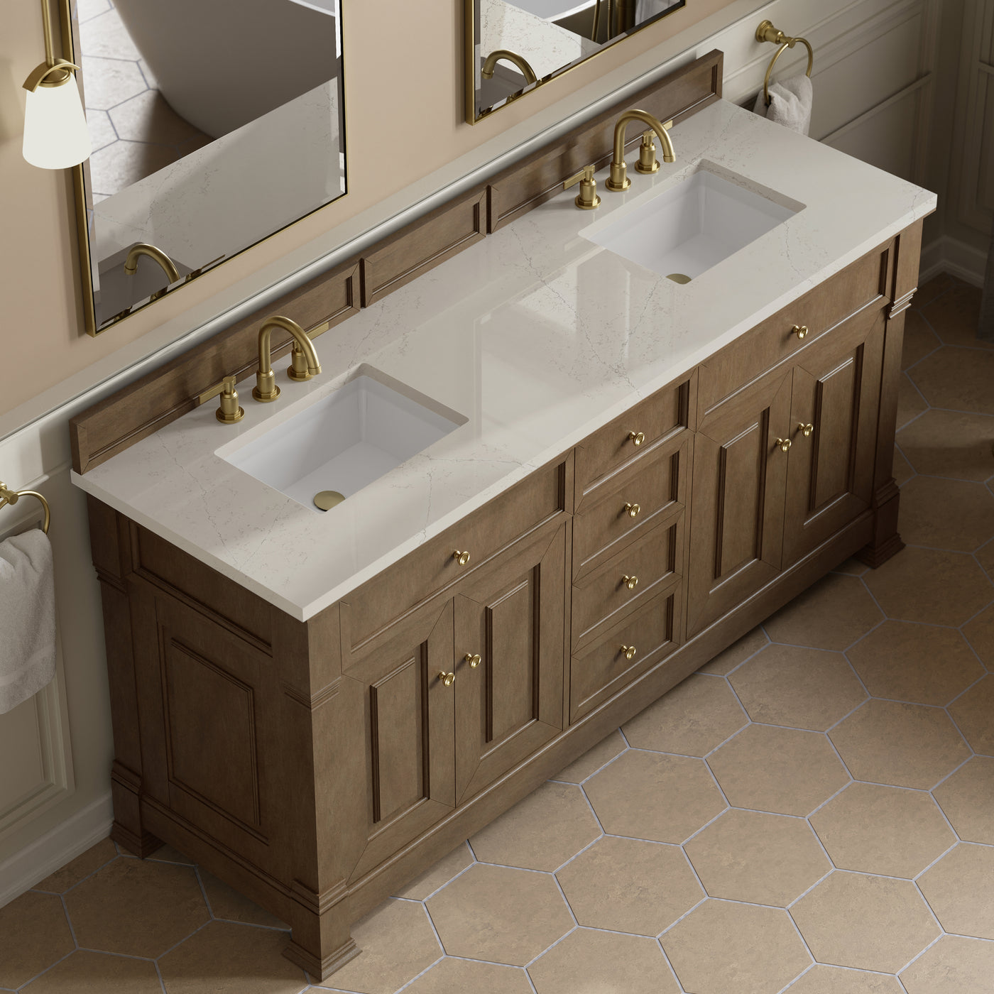 James Martin Brookfield 72" Double Bathroom Vanity, Pecan, view 37
