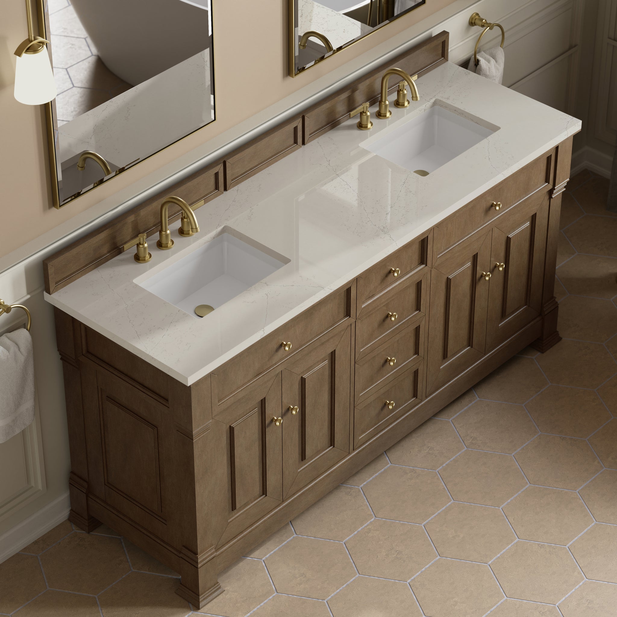 James Martin Brookfield 72" Double Bathroom Vanity, Pecan, view 37