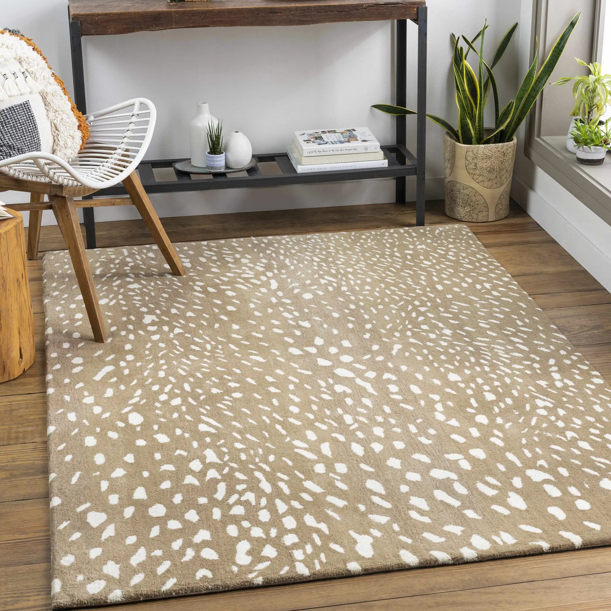 Athena Brown Giraffe Print Wool Rug by Boutique Rugs