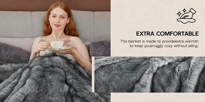 Faux Fur Blanket - Super Soft 1000GSM 60x80 by House Of Avana