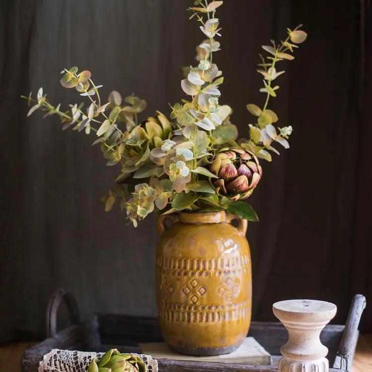Faux Leaf Autumn Eucalyptus Artificial Stem by RusticReach