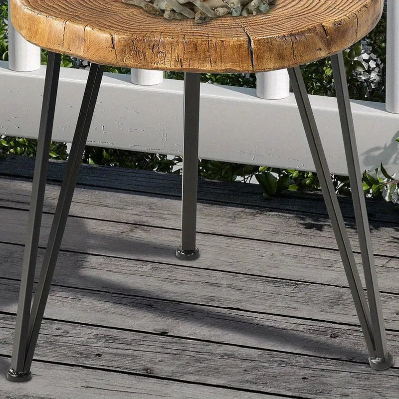 Rustic Faux Wood Round Side Table – Modern Indoor & Outdoor Accent End Table by House Of Avana
